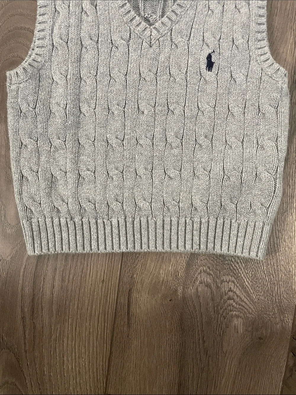 Ralph Lauren Light Gray Cable-Knit V-Neck Sweater Vest Sz:24M